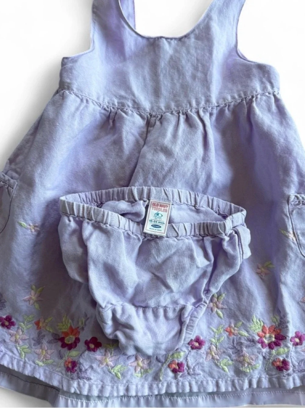 Old Navy vintage embroidered purple floral wedding flower girl dress